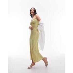 Topshop Midi Slip Jacquard Dress Floral Green Women Size 6